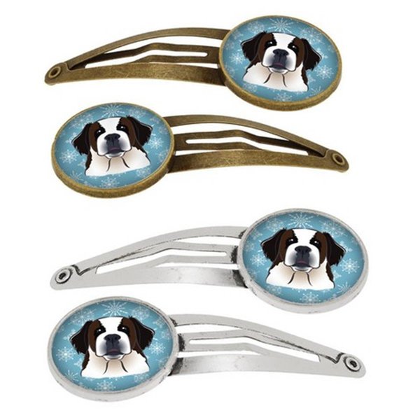 Carolines Treasures Snowflake Saint Bernard Barrettes Hair Clips, Set of 4, 4PK BB1680HCS4